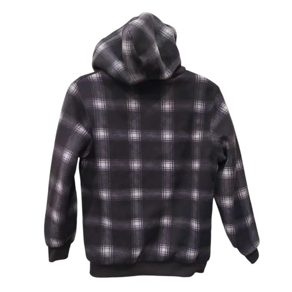 Boys Plaid Shearling-lined Zip-up Hoodie - Picture 4 of 4